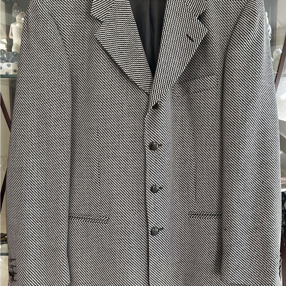 Zanetti Black and White Houndstooth Blazer